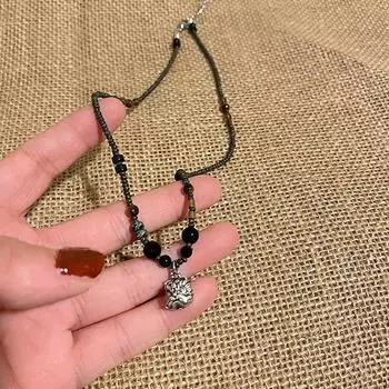 Винтажное китайское ожерелье с подвеской в виде льва из бисера для женщин и мужчин, цепочка на ключицу для пары в стиле панк, аксессуары в этническом стиле