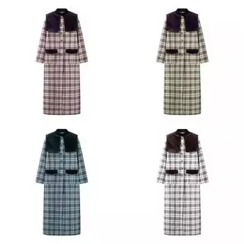 Винтажное клетчатое зимнее пальто из овечьей шерсти, женское шерстяное пальто с флисовой подкладкой, однобортное, теплые длинные куртки для улицы S