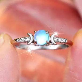 Винтажное кольцо для помолвки из стерлингового серебра S925 с круглым лунным камнем для женщин, изящное ювелирное изделие, подарок 6