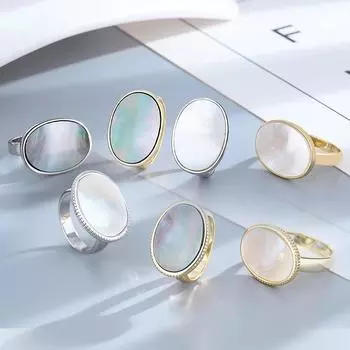 Винтажное кольцо из натуральной ракушки, серебряные простые кольца, роскошные модные украшения, свадебный подарок для женщин 5