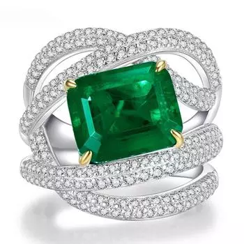 Винтажное кольцо из стерлингового серебра 925 пробы с изумрудом для женщин, подарки, ювелирные украшения 5 зелёный