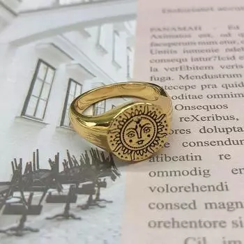 Винтажное кольцо от солнца для женщин, кольца от солнца для лица в стиле панк, модные винтажные кольца для пар, готические ювелирные изделия, блестящее женское кольцо в стиле ретро 6 золотой