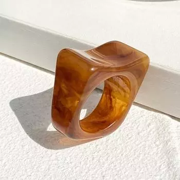 Винтажное кольцо, прозрачное, с геометрическим рисунком, унисекс, простое, подходящее кольцо для свиданий кофейный