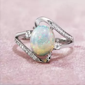 Винтажное кольцо с цирконом, женское обручальное кольцо No. 5 белого золота