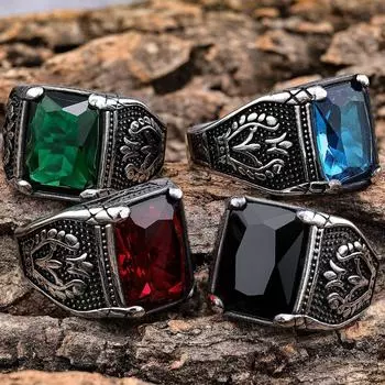 Винтажное кольцо с драгоценными камнями в виде тюльпана для мужской вечеринки, модное хип-хоп-кольцо из титановой стали без потускнения US size 7