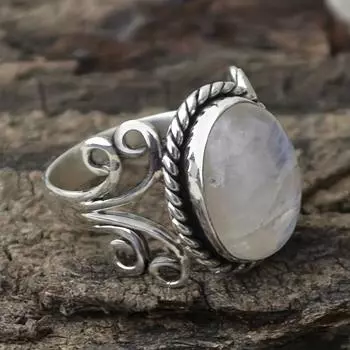Винтажное кольцо с инкрустацией лунным камнем, обручальное кольцо для невесты, идеальное украшение на годовщину/день рождения для нее 5