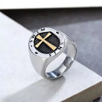 Винтажное кольцо с крестом из нержавеющей стали 316L для мужчин, панк, хип-хоп, христианское кольцо с крестом Девы Марии, байкерское ювелирное изделие, подарок 7