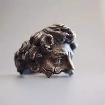 Винтажное кольцо с регулируемым размером в виде скульптуры Давида, кольцо в готическом стиле с мистическими масками для мужчин и женщин, уникальное ювелирное изделие, вдохновленное искусством, подарок чёрный
