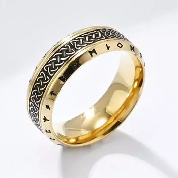 Винтажное кольцо с рунами викингов, простое кольцо Valknut, мужское байкерское скандинавское кельтское украшение-амулет 7 чёрный