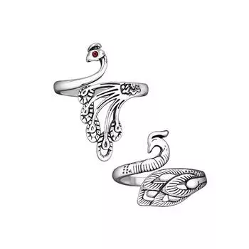 Винтажное кольцо с рыбой Феникс серебряного цвета, регулируемые открытые кольца Red Eyed Phoenix серебряный