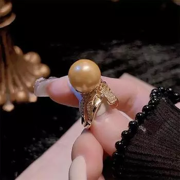 Винтажное кольцо с желтым жемчугом в стиле суда, женское, открытие, тяжелая промышленность, изысканная роскошь, элегантные банкетные аксессуары opening adjustable