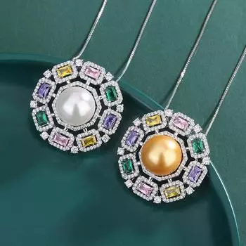 Винтажное кольцо «Темперамент», яркое цветное ожерелье из драгоценных камней и жемчуга, кулон с женским подсолнухом и цирконием, рябчиком и жемчугом