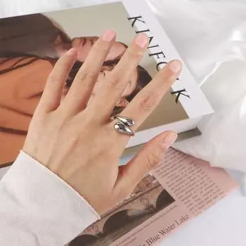 Винтажное корейское женское медное геометрическое гладкое вечернее свадебное кольцо на палец открытое кольцо модные ювелирные изделия серебряный