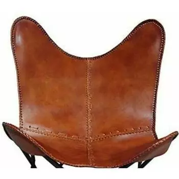 Винтажное кресло-бабочка из воловьей кожи с классическим чехлом ручной работы (Только обложка) 36 x 29 x 23 in коричневый
