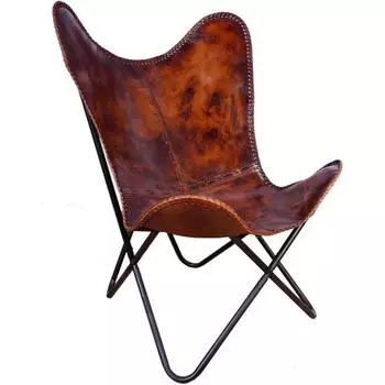 Винтажное кресло-качалка из буйволовой кожи «Бабочка» для отдыха рук, с откидной спинкой 36 x 29 x 23 in