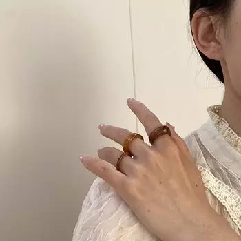 Винтажное круглое квадратное кольцо из смолы, прозрачное кольцо в корейском стиле, модные ювелирные изделия, женское открытое кольцо из акрила