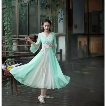 Винтажное кружевное лоскутное платье с вышивкой и v-образным вырезом для женщин, лето в элегантном сказочном стиле L