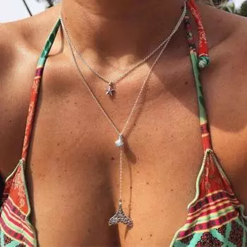 Винтажное многослойное ожерелье в виде ракушки морской звезды, рыбий хвост, женский подарок для банкета и вечеринки