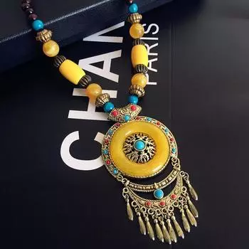 Винтажное модное ожерелье в богемном национальном стиле, длинная преувеличенная индивидуальная цепочка для одежды, женская цепочка с аксессуарами