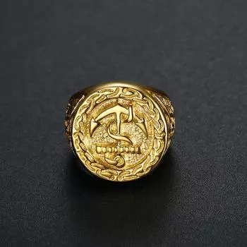 Винтажное мужское большое кольцо с якорем Корпуса морской пехоты Золотое кольцо Пиратские велосипедные аксессуары Ювелирные изделия мужской подарок 8