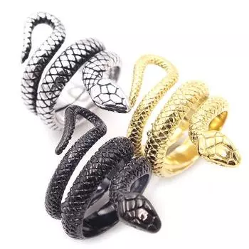 Винтажное мужское кольцо из титановой стали, модное мужское властное стальное кольцо, двойное кольцо со змеей, кольцо из нержавеющей стали 13