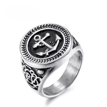 Винтажное мужское кольцо из титановой стали с якорем, мужские персонализированные украшения 8