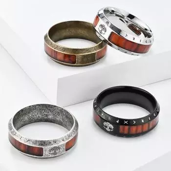 Винтажное мужское кольцо с надписью «викинг» в стиле хип-хоп, дерево жизни, ювелирные изделия из нержавеющей стали, черное нишевое кольцо для пары 7#