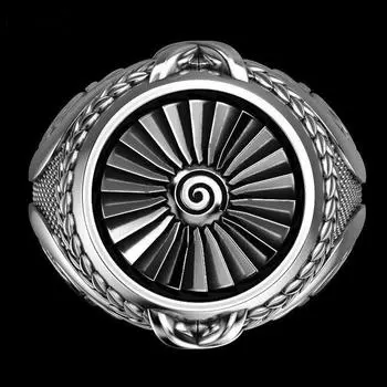 Винтажное мужское кольцо в стиле панк из стерлингового серебра 925 пробы из тяжелого металла с турбинным кольцом, подарочное ювелирное кольцо, оптовая продажа, мужское кольцо 9
