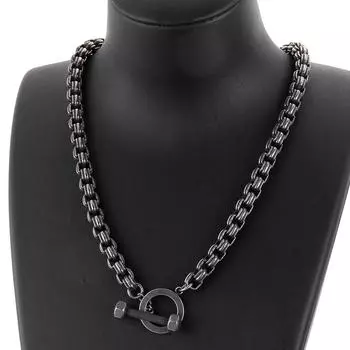 Винтажное мужское колье-чокер черного цвета из нержавеющей стали для мужчин, длина 50 см, 6/8 мм, цепочка с бордюрными звеньями, мужские ожерелья, ювелирные аксессуары 50cm
