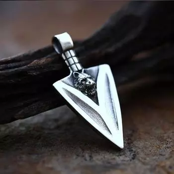 Винтажное мужское ожерелье из нержавеющей стали Odin S Gungnir с подвеской в виде головы копья, ожерелье с кулоном в виде головы волка викингов, ретро-дух, подарок животного для него