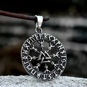 Винтажное мужское ожерелье из нержавеющей стали Valknut с подвеской в виде компаса, скандинавское ожерелье с рунами викингов, ретро тотемный амулет, ювелирные изделия, подарки