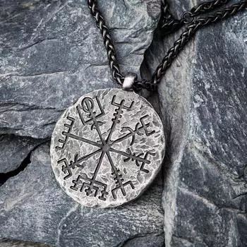 Винтажное мужское ожерелье с подвеской в виде компаса Viking Vegvisir, скандинавское ожерелье с руной Одина из нержавеющей стали для мужчин, 2024, ретро-амулет, ювелирные изделия