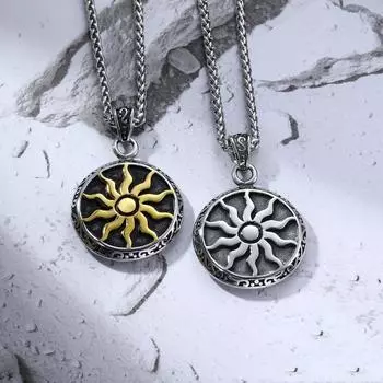 Винтажное мужское ожерелье с подвеской в виде подсолнуха, ожерелье из нержавеющей стали с подвеской в виде бога солнца, ювелирное изделие в стиле панк, подарок 60cm