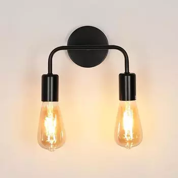 Винтажное настенное бра, металлическое настенное бра E27, черное промышленное настенное бра для прихожей, лофта, спальни, столовой (Лампа в комплект не входит)