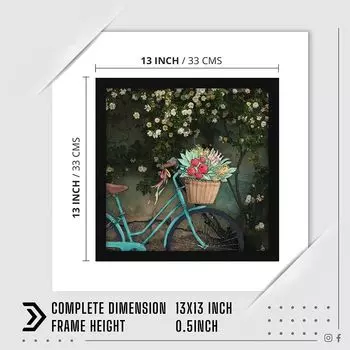 Винтажное настенное искусство «Уличный велосипед города», настенная живопись в рамке, многоцветная, абстрактная, 13X13 дюймов, набор из 1 шт. 13 x 13 in разноцветный
