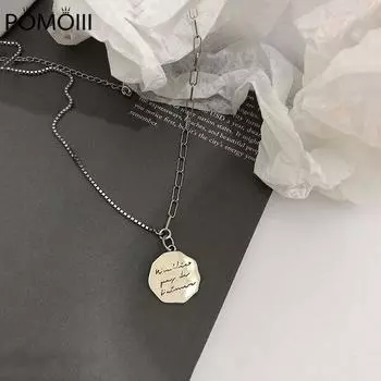 Винтажное нерегулярное круглое ожерелье тайского серебряного цвета с подвеской в виде буквы, ожерелье с подвеской для женщин, ювелирные изделия, подарки