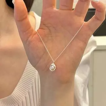 Винтажное нежное ожерелье с подвеской в виде гороха и неправильной формы из жемчуга для женщин и девочек, универсальная минималистская цепочка на ключицу, ювелирные изделия для вечеринок, подарки золотой