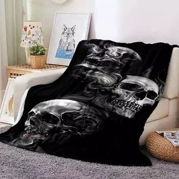 Винтажное одеяло с принтом черепа, фланелевые одеяла высокого качества, домашнее дорожное одеяло, мягкое уютное одеяло, подарок на день рождения, покрывало 75x90cm