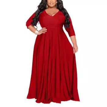 Винтажное однотонное вечернее цельное платье, женское платье больших размеров с v-образным вырезом, элегантное плиссированное платье макси, женский модный дизайн, повседневные офисные платья 2024 L фиолетовый