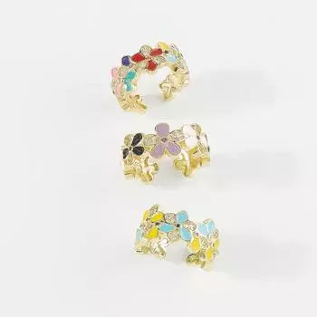 Винтажное открытое кольцо с красочным капающим маслом и цветочным узором - уникальное и модное