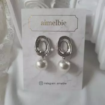 Винтажное овальное кольцо и серьги с жемчугом - серебро