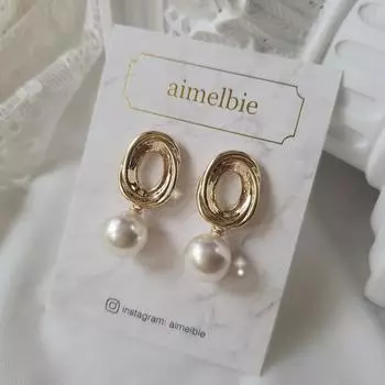 Винтажное овальное кольцо и серьги с жемчугом - золото золотой