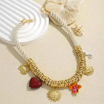 Винтажное ожерелье-чокер с подвеской в виде золотого морского животного, ручной работы, на шнурке, для женщин, летнее, для ношения, подарок