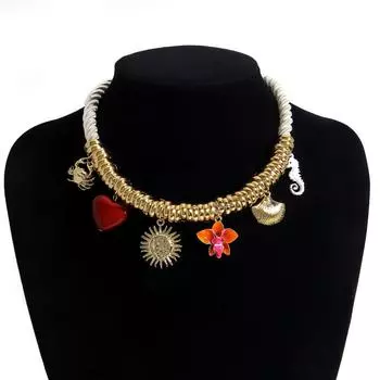 Винтажное ожерелье-чокер с подвеской в виде золотого морского животного, ручной работы, на шнурке, для женщин, летнее, для ношения, подарок