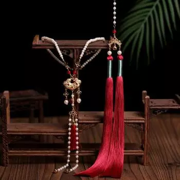 Винтажное ожерелье Ханфу Роскошная этническая подвеска из жемчуга Модное китайское жемчужное ожерелье Ханфу style 2