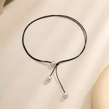 Винтажное ожерелье из цепочки и веревки для женщин, подвеска ручной работы с имитацией жемчуга, регулируемая шея, ювелирное украшение в подарок