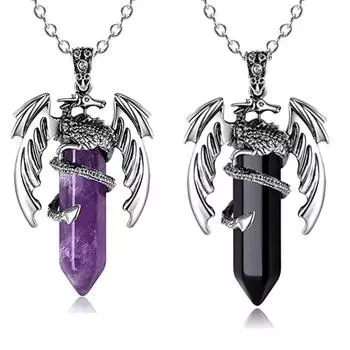 Винтажное ожерелье из натурального камня птерозавра с гексаграммой и драконом для женщин и мужчин, геометрические украшения