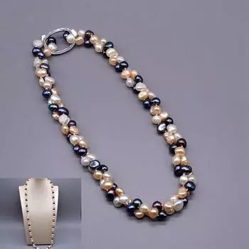 Винтажное ожерелье из натурального пресноводного жемчуга, длинное ожерелье, разноцветное жемчужное ожерелье в стиле барокко, женское обручальное ожерелье