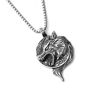 Винтажное ожерелье из нержавеющей стали с головой волка викинга, мужское ожерелье в стиле панк, аксессуары