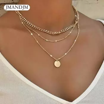 Винтажное ожерелье на шею, золотая цепочка, женские ювелирные изделия, многослойные аксессуары для одежды для девочек, эстетические подарки, модный кулон 2021 золотой